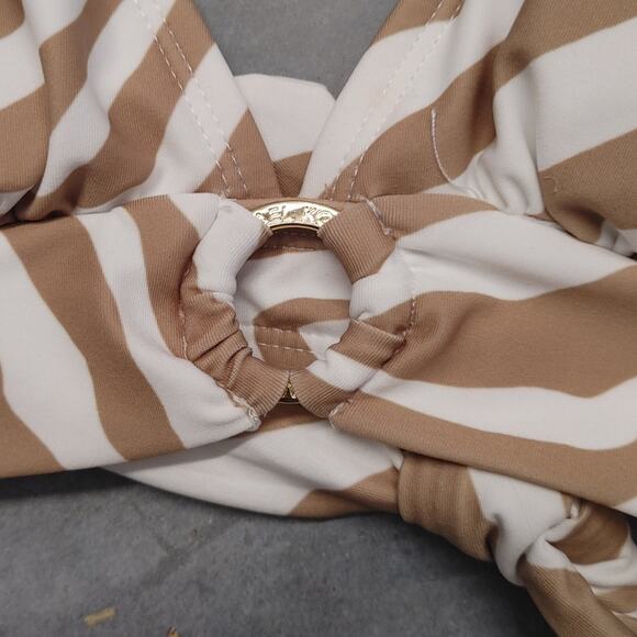 Michael Kors Swimsuit 2 Piece XS NWT Animal Print Tan White - Picture 5 of 5